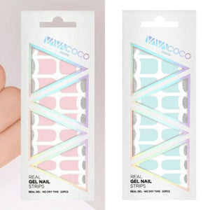 Gel Nail Stickers - Pastel Deep French (Pink/Sky)