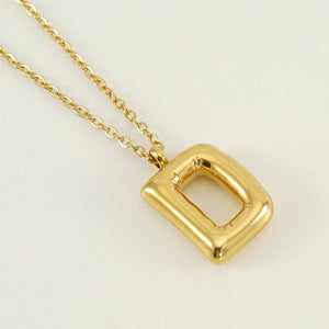 Bubble Initial Necklace - 18K Gold Plated Stainless Steel