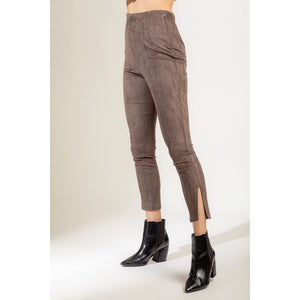 "Friday Night" Faux Suede Stretchy Leggings