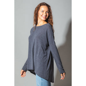 "Lancer" Relaxed Long Sleeve Jersey Tunic (Charcoal)
