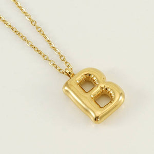 Bubble Initial Necklace - 18K Gold Plated Stainless Steel