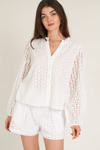 "Kristen" White Eyelet Blouse