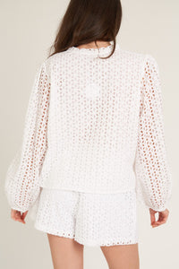 "Kristen" White Eyelet Blouse