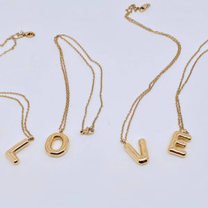 Bubble Initial Necklace - 18K Gold Plated Stainless Steel