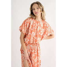 Load image into Gallery viewer, &quot;Zinnia&quot; Short Sleeve Midi Blouse (Clementine)