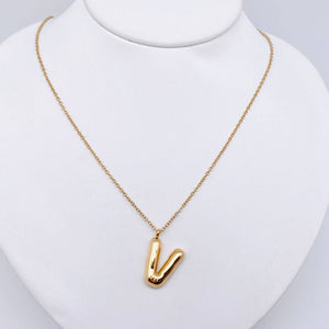 Bubble Initial Necklace - 18K Gold Plated Stainless Steel