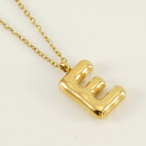 Bubble Initial Necklace - 18K Gold Plated Stainless Steel