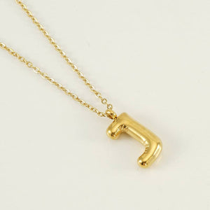 Bubble Initial Necklace - 18K Gold Plated Stainless Steel