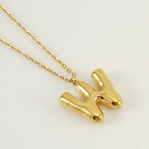 Bubble Initial Necklace - 18K Gold Plated Stainless Steel