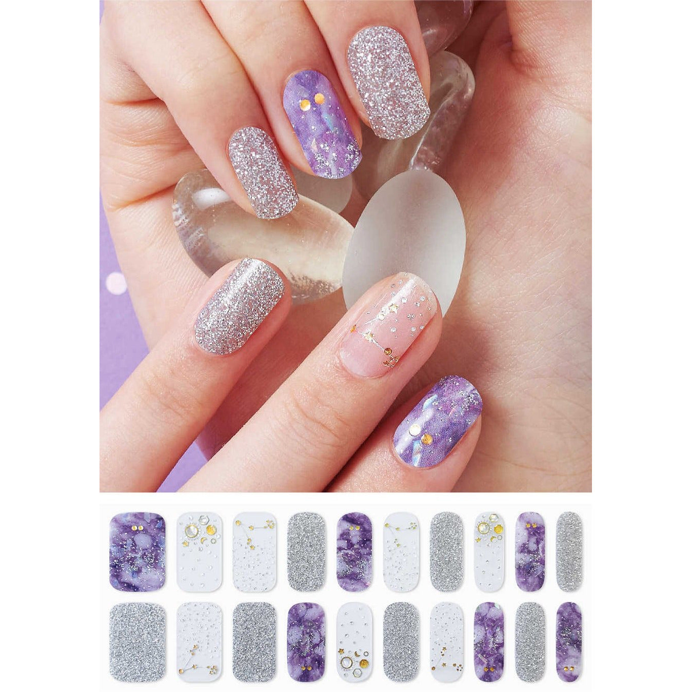 Gel Nail Stickers - Purple Galaxy – miel
