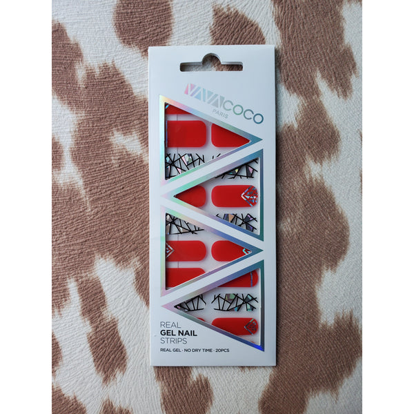 Gel Nail Stickers - Shattered Glass (Red/White)
