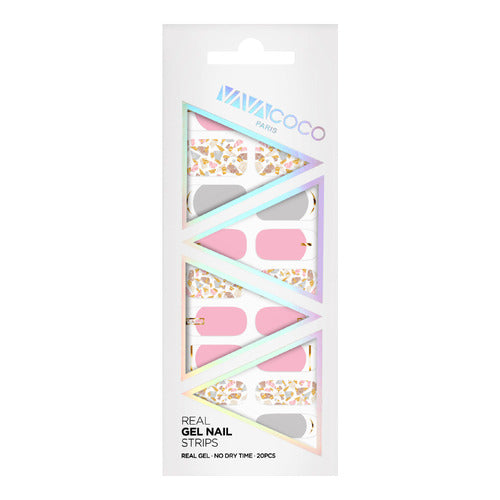 Gel Nail Stickers - Shattered Stones (Tangerine/Pink/Olive)