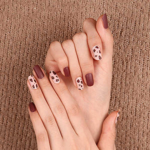 Gel Nail Stickers - Burgundy Leopard (Matte Finish)