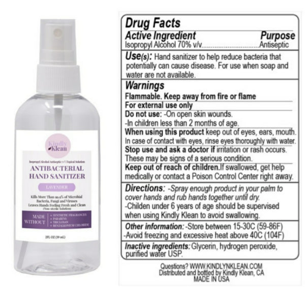 Lavender Hand Sanitizing Spray